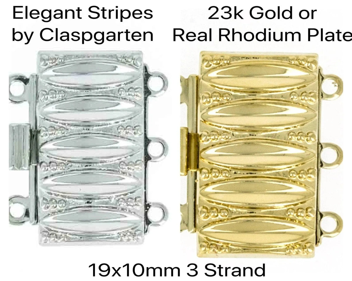 Elegant Stripes (Large) 3-Strand Box Clasp in 2 Finishes - The Argus Collection