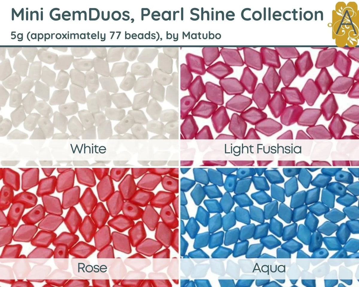 Mini Gemduo Beads by Matubo, Pearl Shine Collection, 5g - The Argus Collection