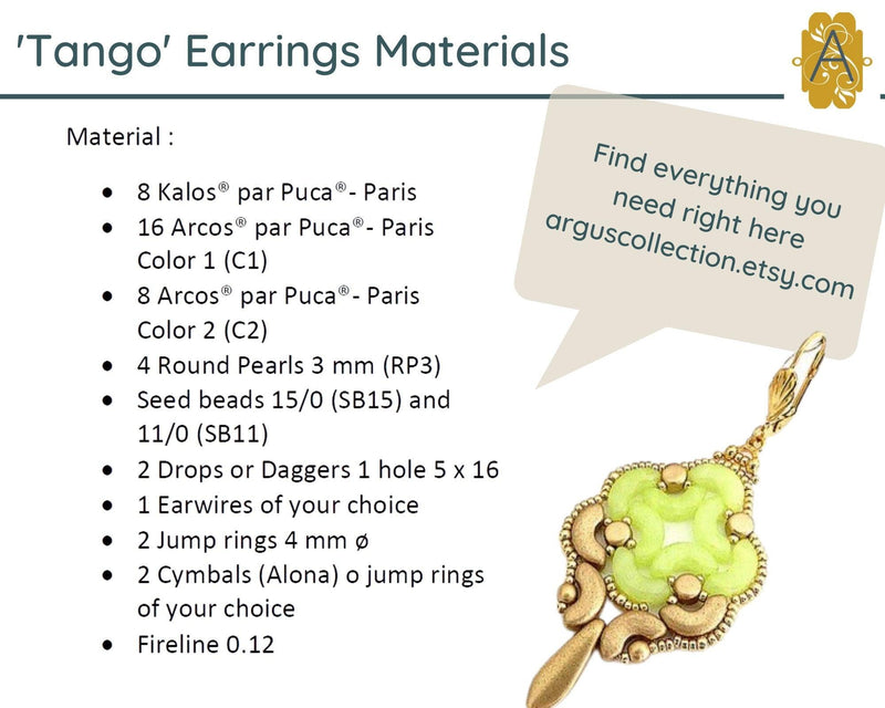 Tango Earrings Pattern par Puca - The Argus Collection