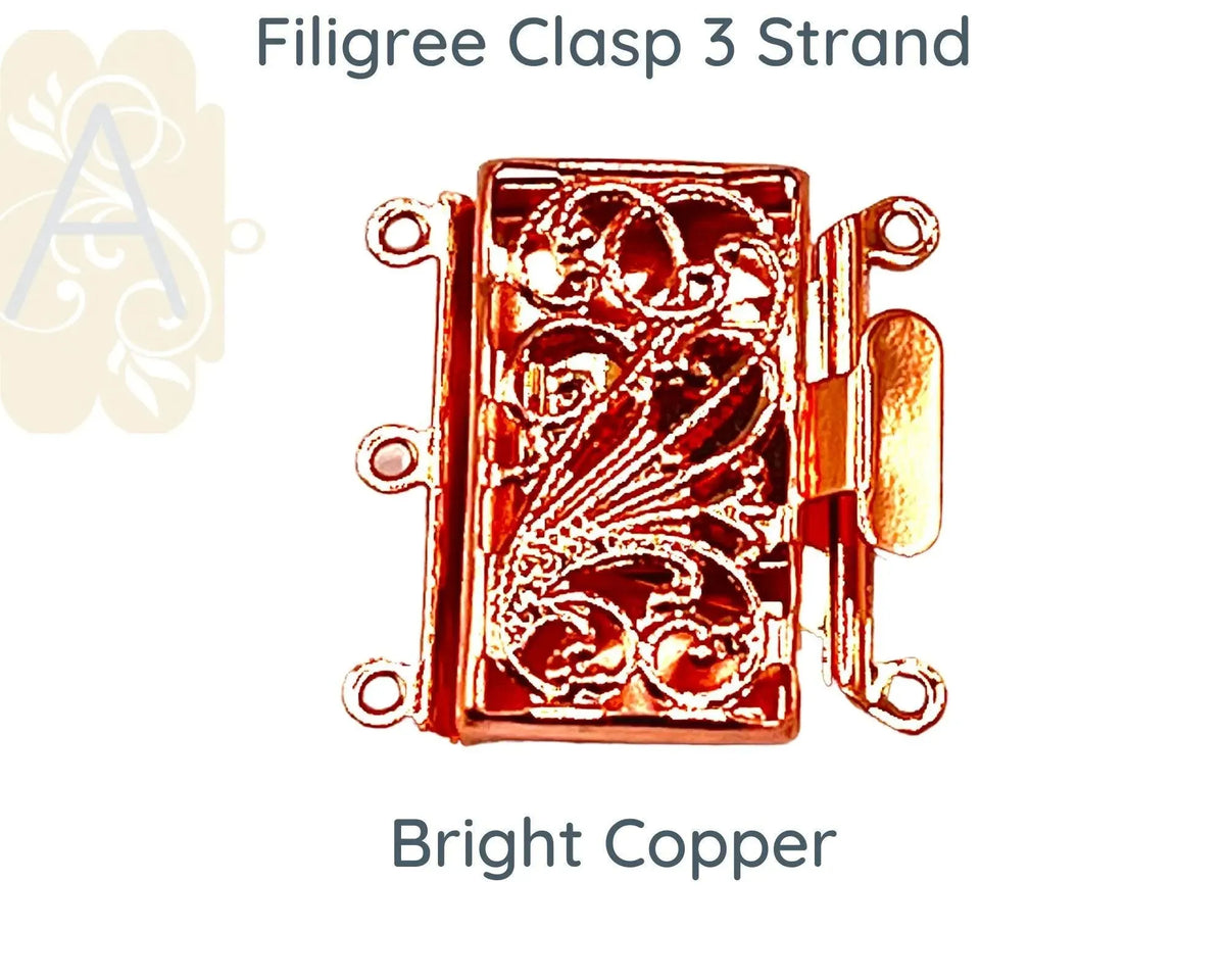 Filigree, 3-Strand Box Clasp, Medium Size, in 3 Finishes - The Argus Collection