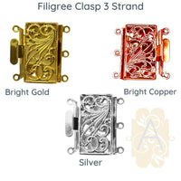 Filigree, 3-Strand Box Clasp, Medium Size, in 3 Finishes - The Argus Collection