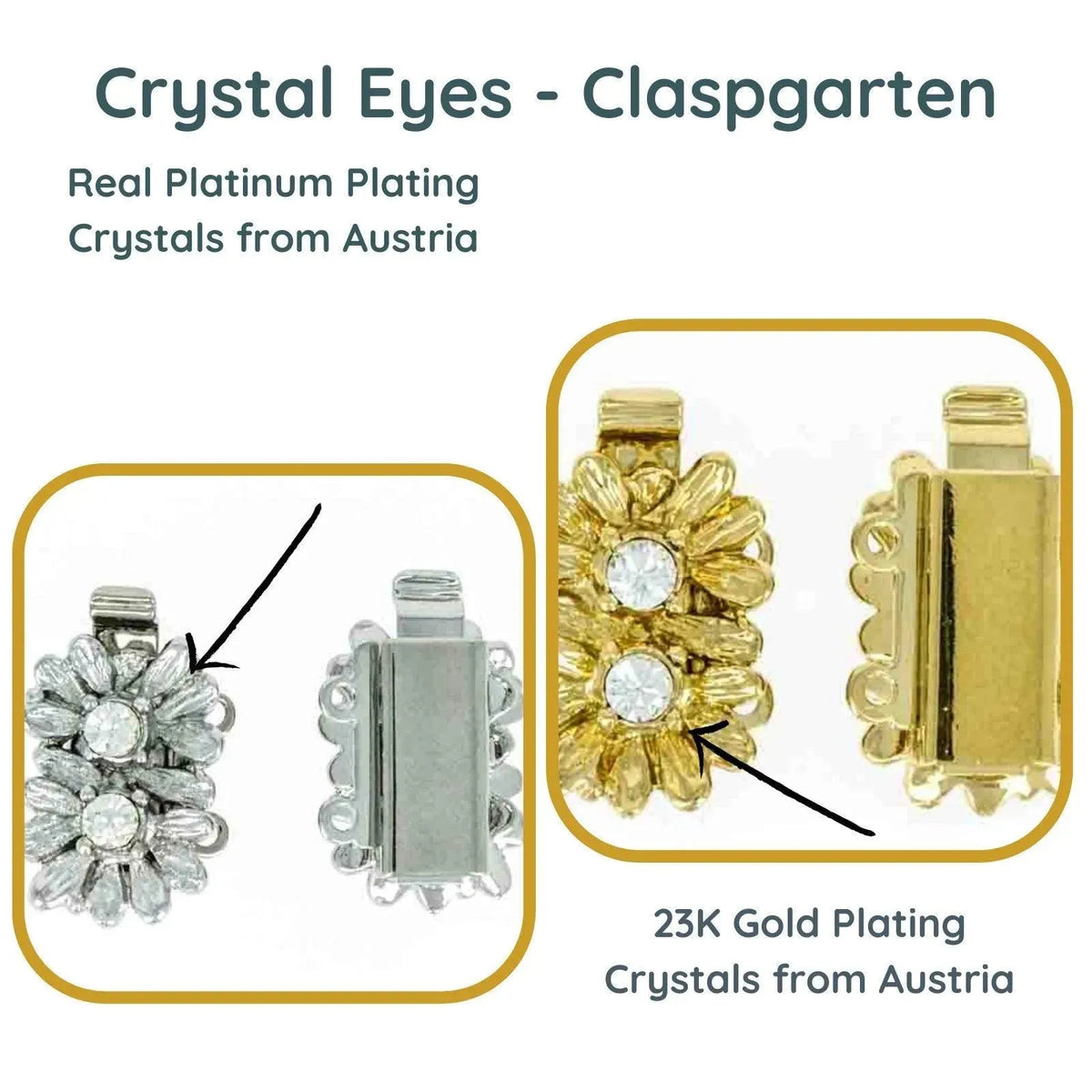 Crystal Eyes 2-Strand Box Clasp in 2 Finishes - The Argus Collection