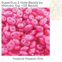 Superduo Beads by Matubo, Tropical Collection, 10g. - The Argus Collection