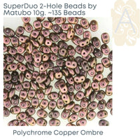 Superduo Beads, Polychrome Collection, 10g. 9 Colors - The Argus Collection