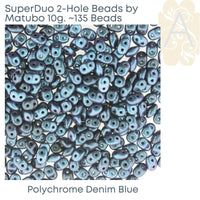 Superduo Beads, Polychrome Collection, 10g. 9 Colors - The Argus Collection