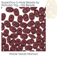 Superduo Beads, The Metallic & Matte Collections, 10g. 5 Colors - The Argus Collection