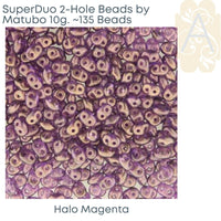 Superduo Beads, Halo Collection, 10g. 10 Colors - The Argus Collection