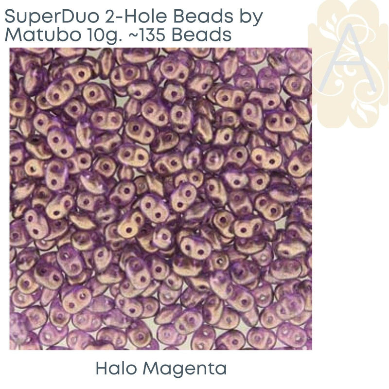 Superduo Beads, Halo Collection, 10g. 10 Colors - The Argus Collection