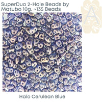 Superduo Beads, Halo Collection, 10g. 10 Colors - The Argus Collection