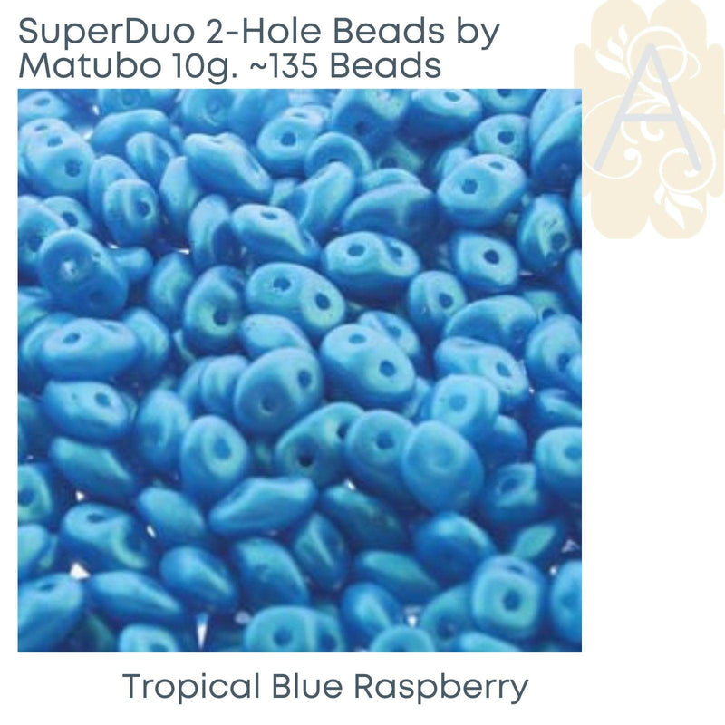 Superduo Beads by Matubo, Tropical Collection, 10g. - The Argus Collection