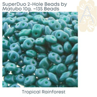 Superduo Beads by Matubo, Tropical Collection, 10g. - The Argus Collection