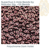 Superduo Beads, Polychrome Collection, 10g. 9 Colors - The Argus Collection