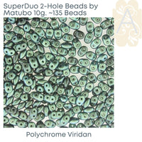 Superduo Beads, Polychrome Collection, 10g. 9 Colors - The Argus Collection