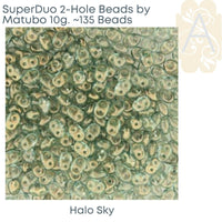 Superduo Beads, Halo Collection, 10g. 10 Colors - The Argus Collection