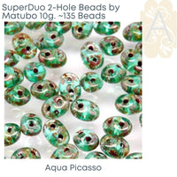 Superduo Beads, Crystal & Picasso Collections, 10g. 4 Colors - The Argus Collection