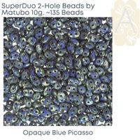 Superduo Beads, Crystal & Picasso Collections, 10g. 4 Colors - The Argus Collection