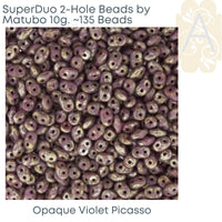 Superduo Beads, Crystal & Picasso Collections, 10g. 4 Colors - The Argus Collection