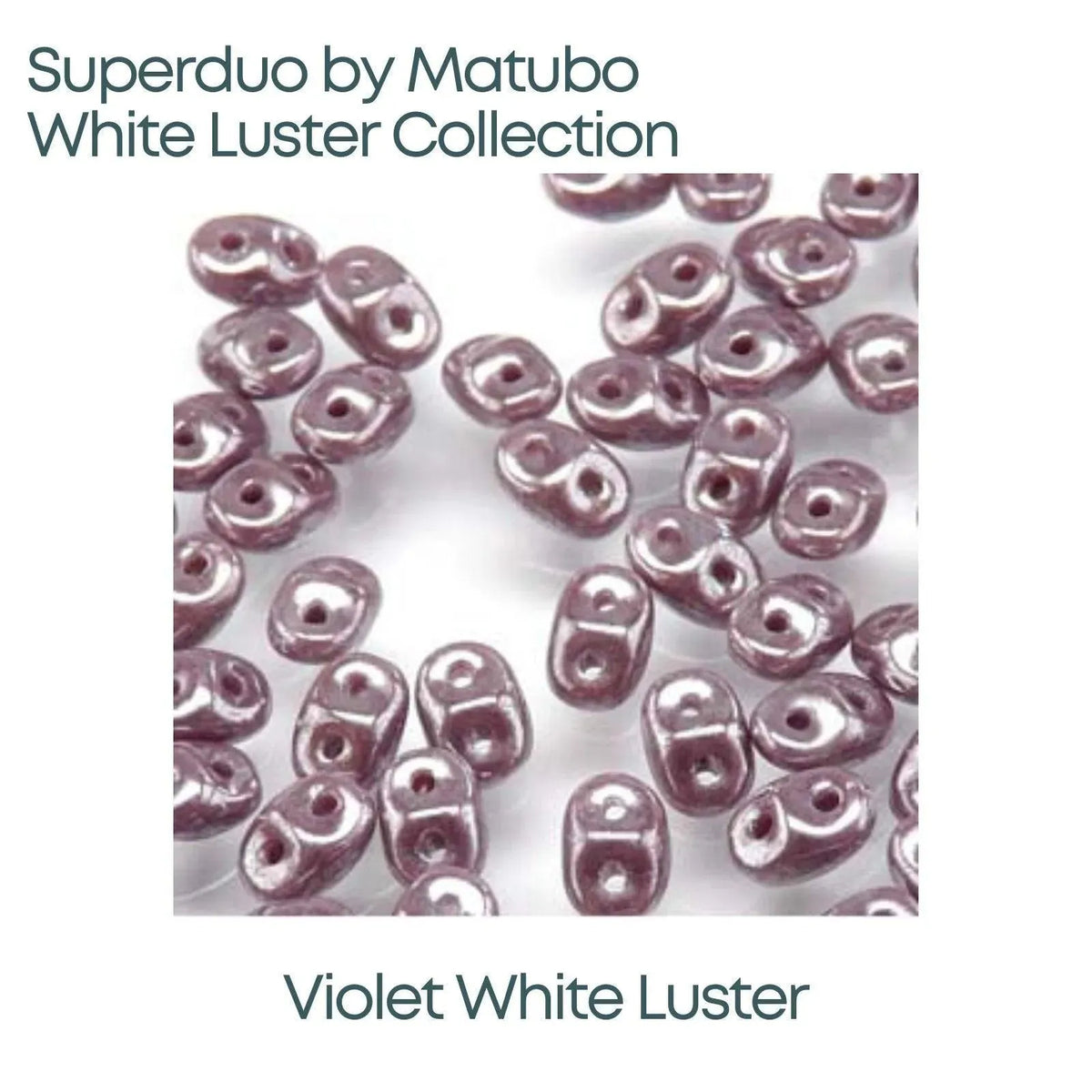 Superduo Beads, White Luster Collection, 10g. 9 Colors - The Argus Collection