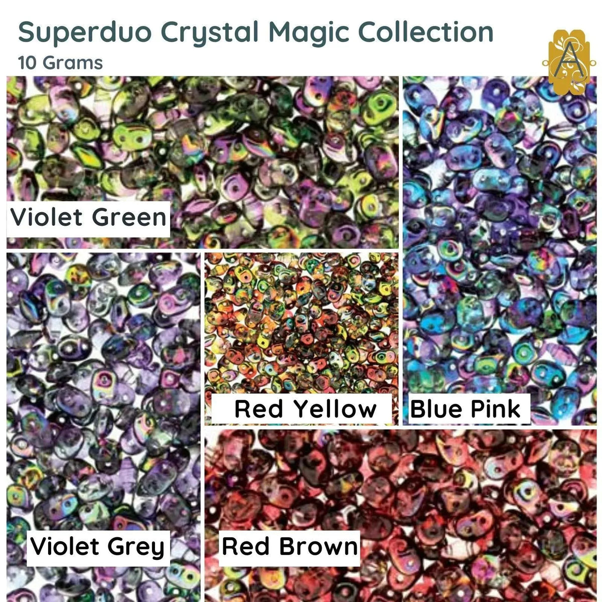 Superduo Beads, Magic Collection, 10g. 3 Colors - The Argus Collection