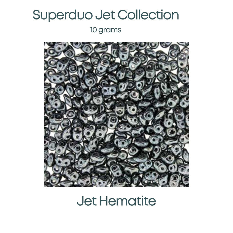 Superduo Beads, Jet Collection, 10g. 6 Colors - The Argus Collection