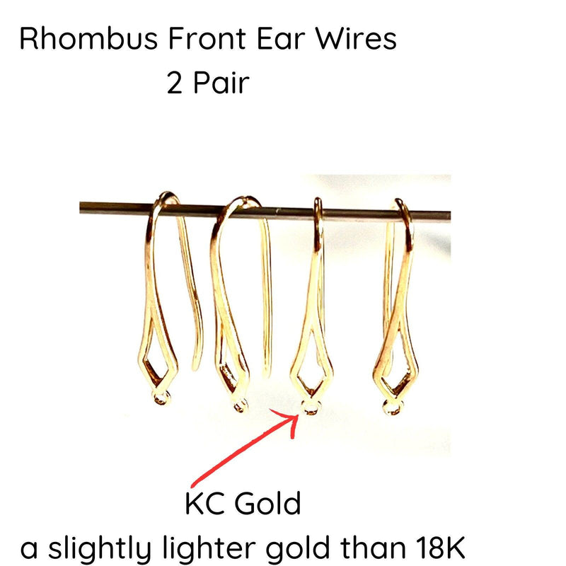 Rhombus Front Earring Wires, Closed Loop, KC Gold - The Argus Collection