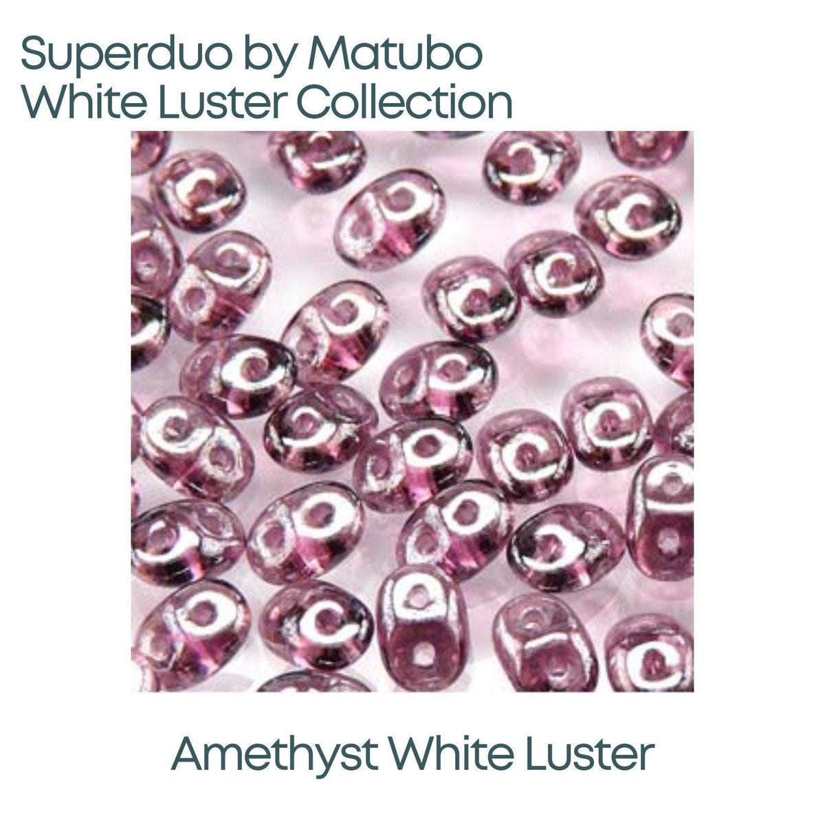 Superduo Beads, White Luster Collection, 10g. 9 Colors - The Argus Collection