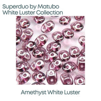 Superduo Beads, White Luster Collection, 10g. 9 Colors - The Argus Collection