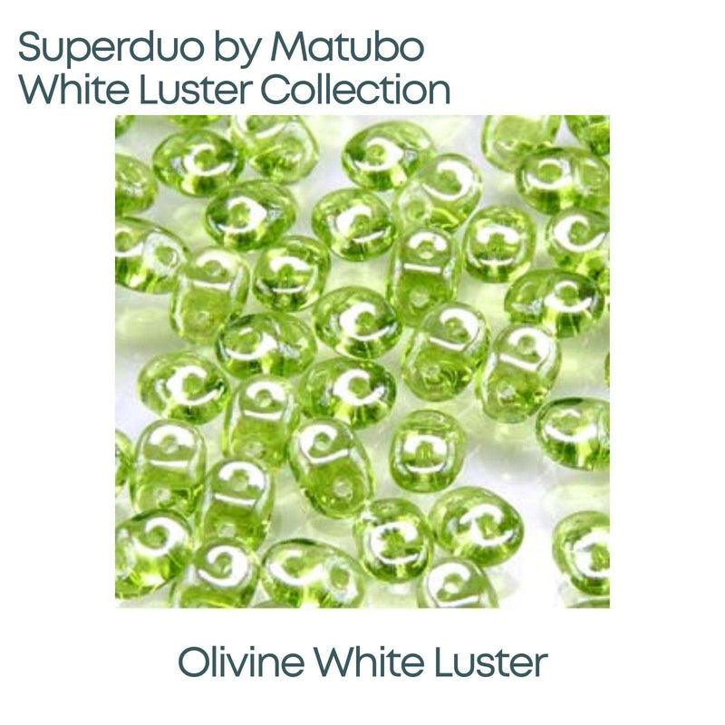 Superduo Beads, White Luster Collection, 10g. 9 Colors - The Argus Collection