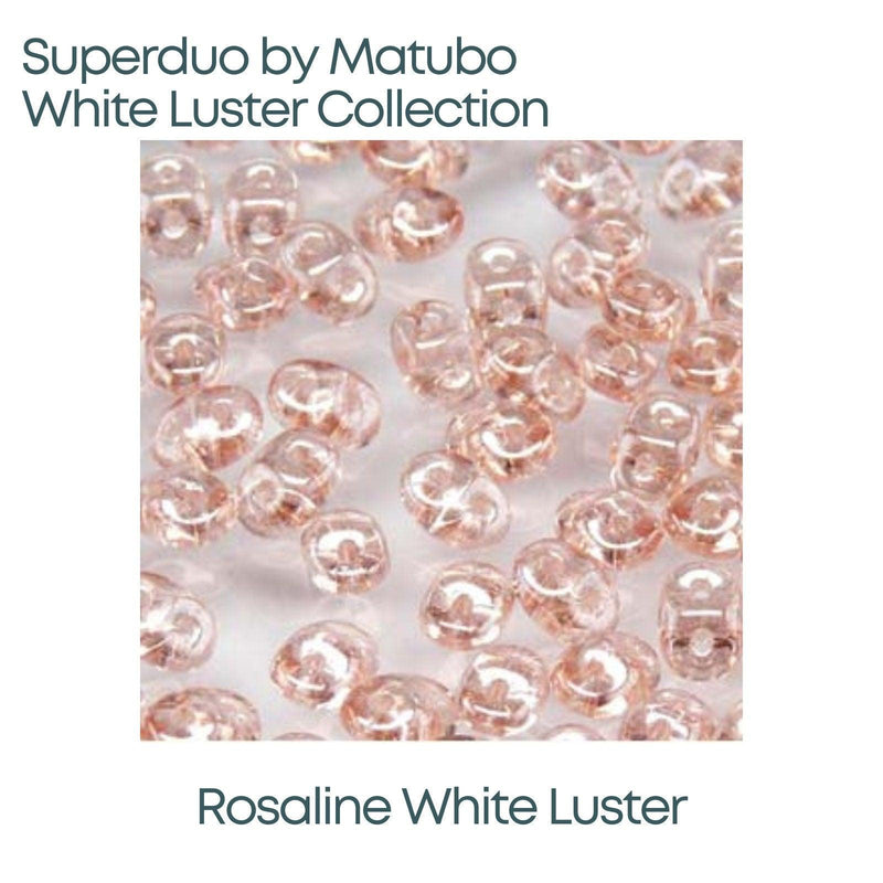 Superduo Beads, White Luster Collection, 10g. 9 Colors - The Argus Collection