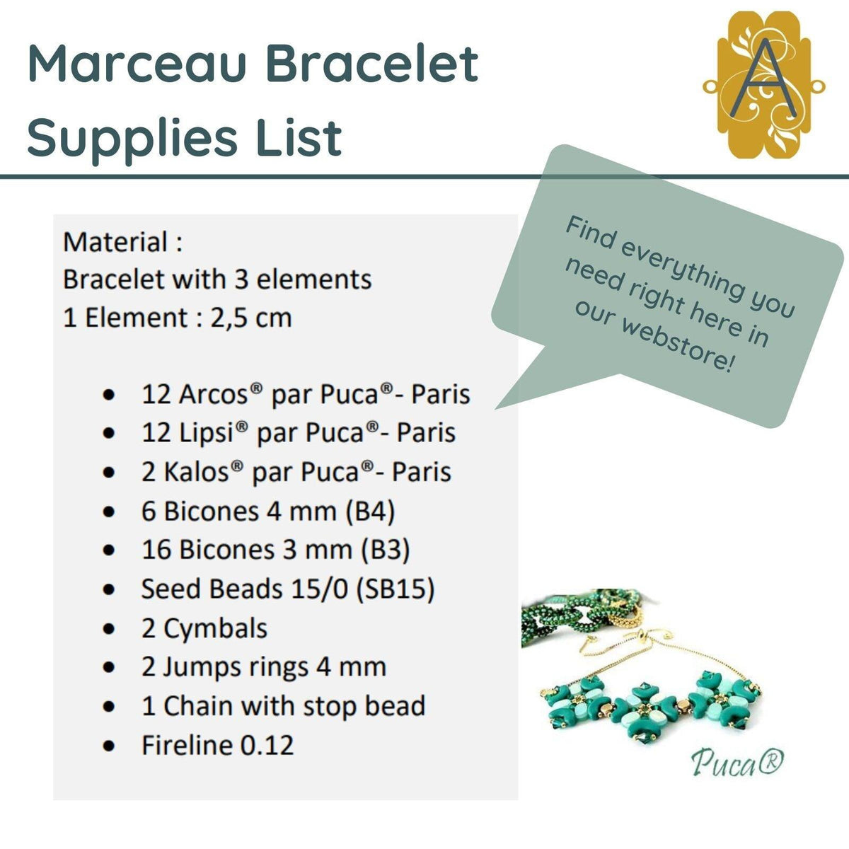 Marceau Bracelet Pattern par Puca - The Argus Collection