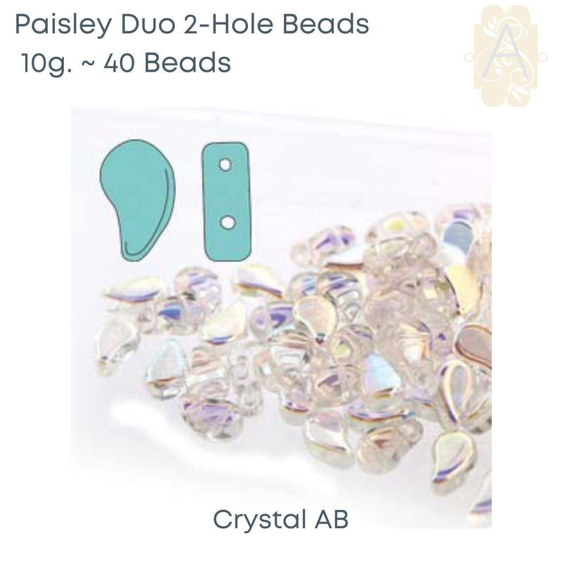 Paisleyduo 2-hole Beads, Crystal Full Collection, 8 Colors - The Argus Collection