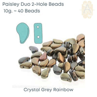 Paisleyduo 2-hole Beads, Crystal Full Collection, 8 Colors - The Argus Collection