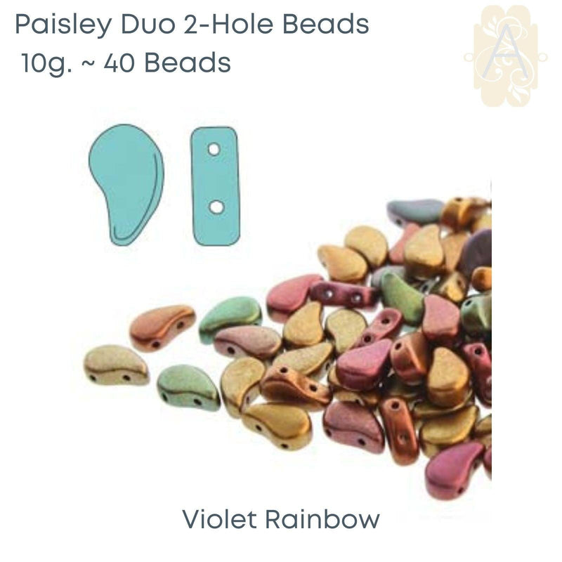 Paisleyduo 2-hole Beads, Crystal Full Collection, 8 Colors - The Argus Collection