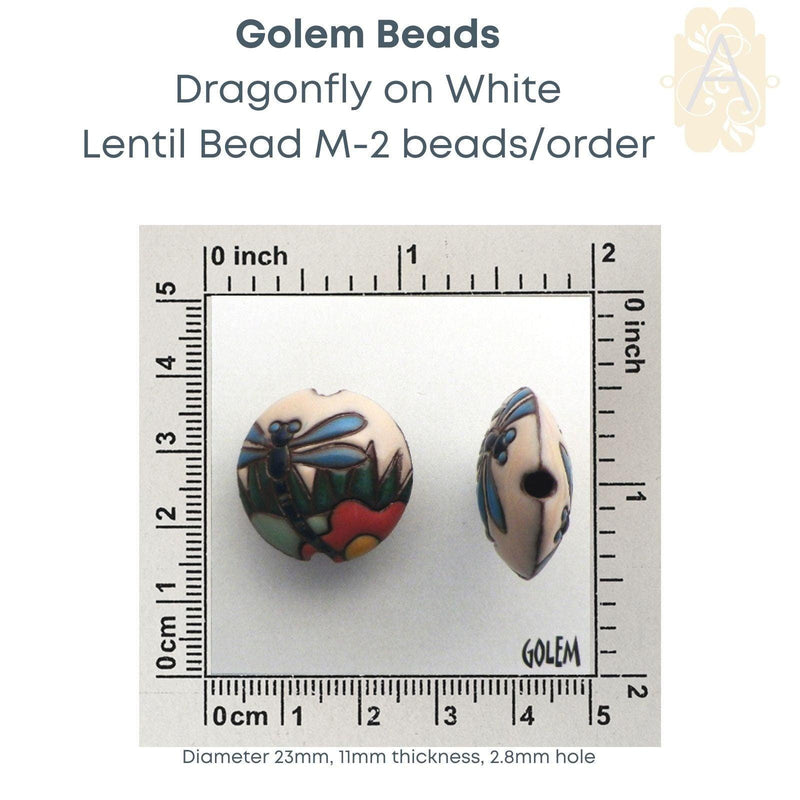 Carved Ceramic Lentil Beads, Medium, by Golem Studios, 9 Designs - The Argus Collection