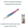 Chroma Series Tweezer, Fine Point #5, for Knotting or Fine Work - The Argus Collection