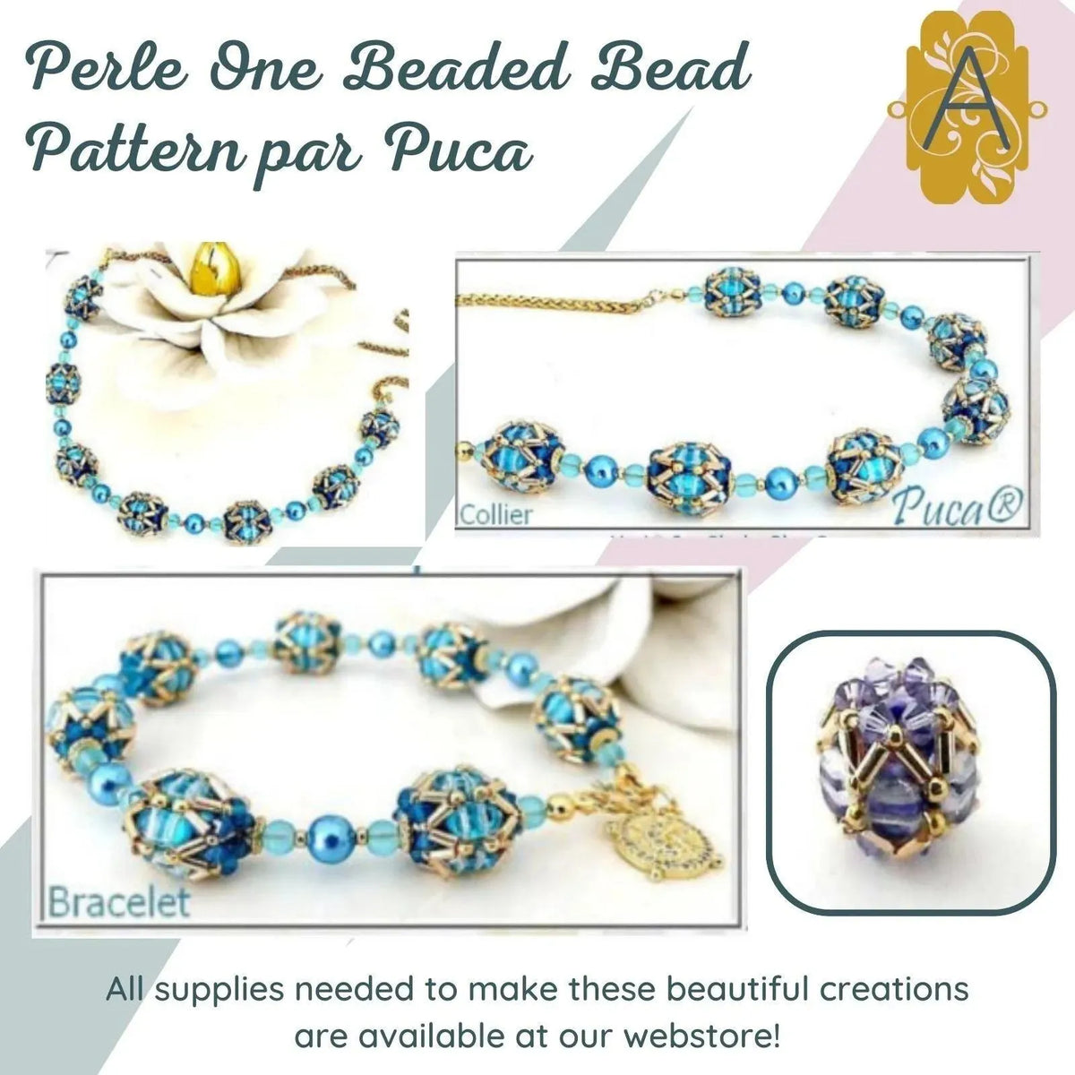 Perle One Beaded Bead Pattern par Puca - The Argus Collection