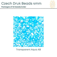 Czech Druk Beads, 4mm, 9 Colors - The Argus Collection