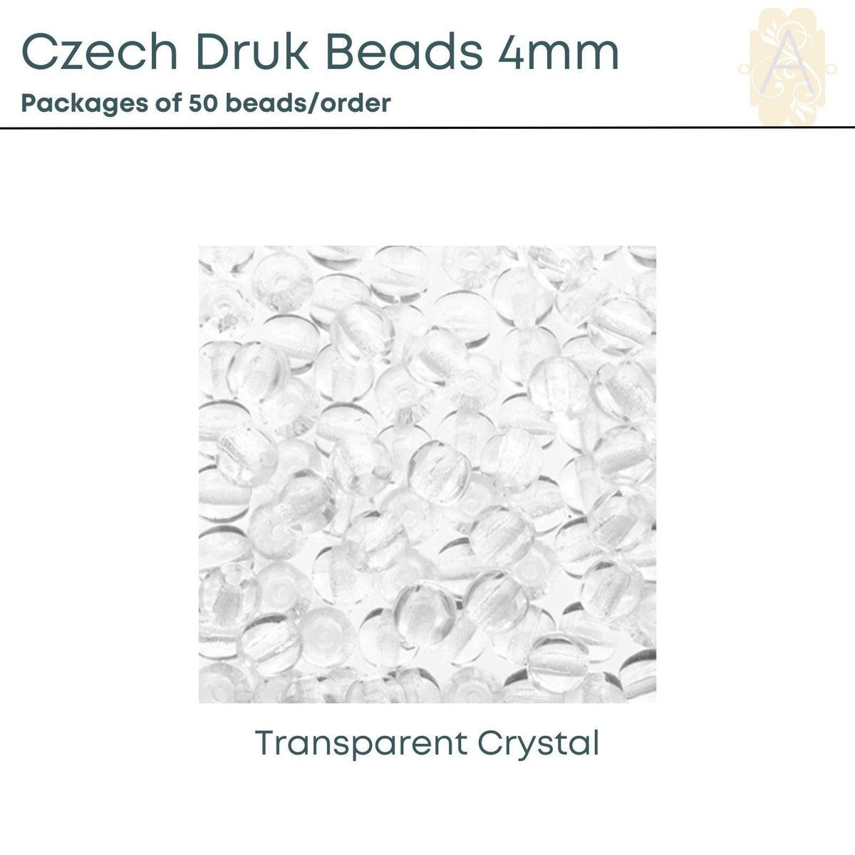 Czech Druk Beads, 4mm, 9 Colors - The Argus Collection