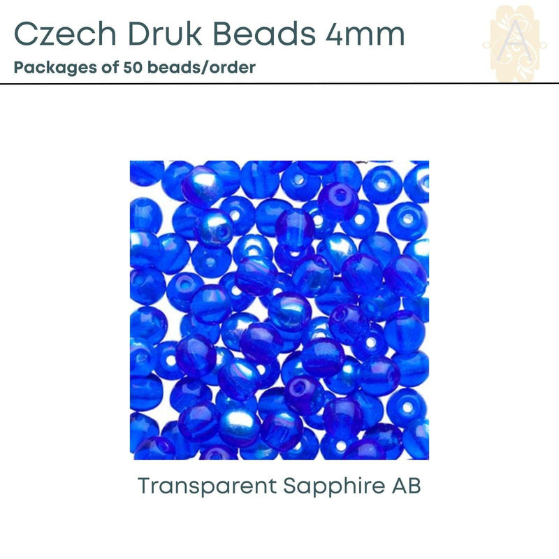 Czech Druk Beads, 4mm, 9 Colors - The Argus Collection