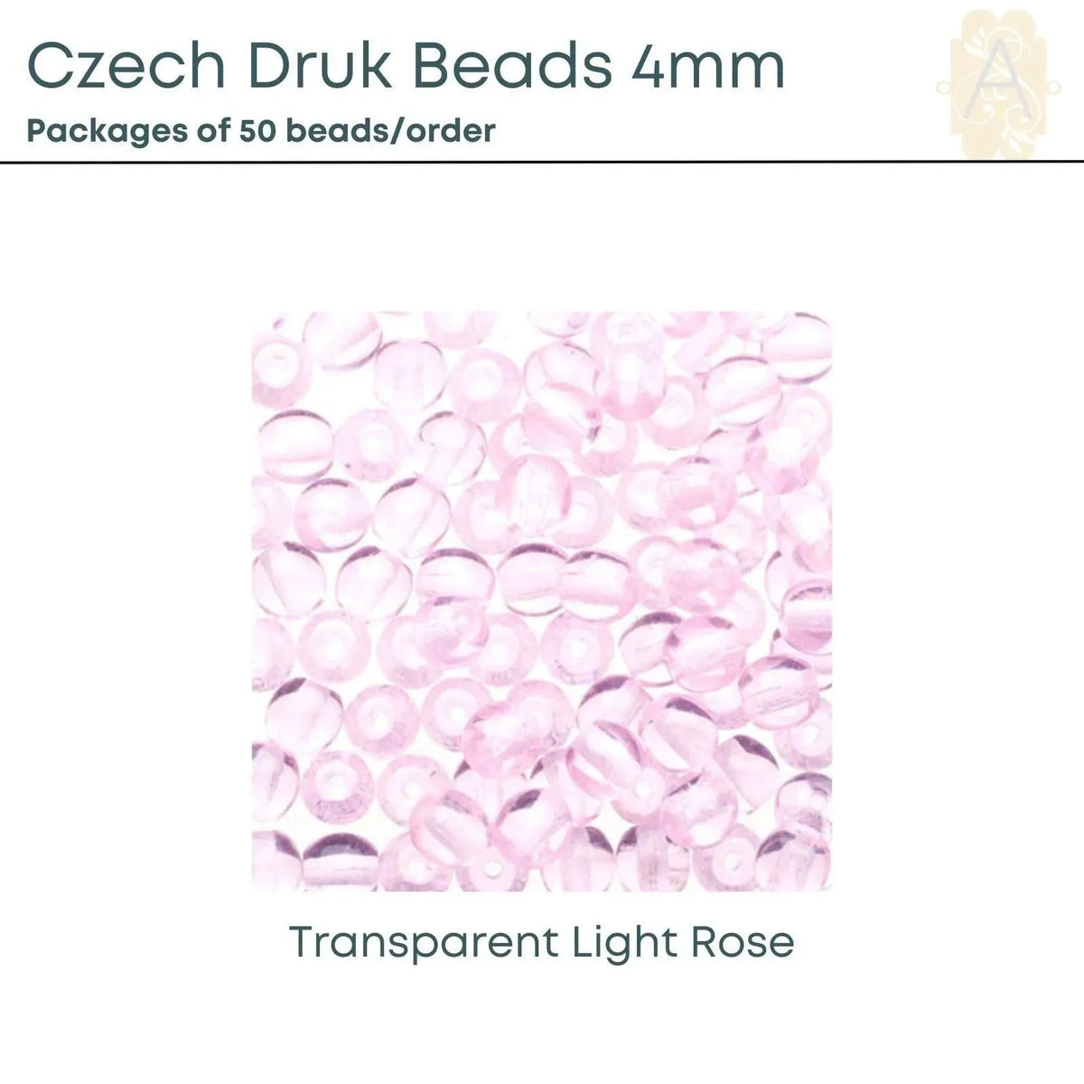 Czech Druk Beads, 4mm, 8 Colors - The Argus Collection