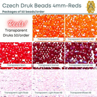 Czech Druk Beads, 4mm, 8 Colors - The Argus Collection