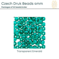 Czech Druk Beads, 4mm, 8 Colors - The Argus Collection