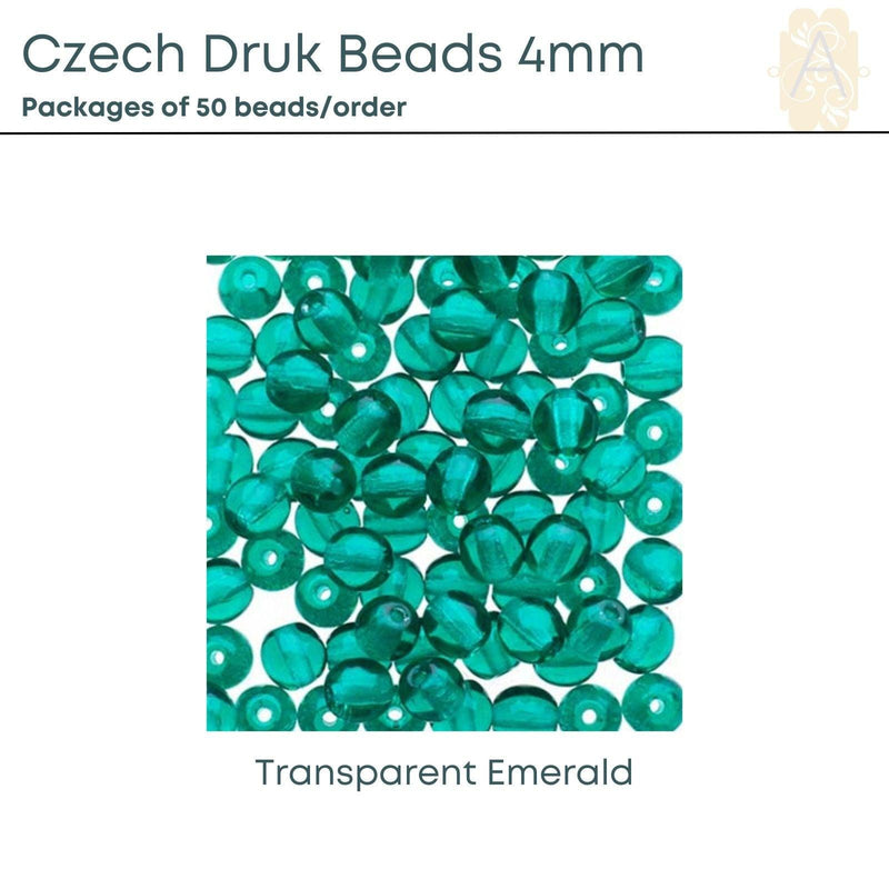 Czech Druk Beads, 4mm, 8 Colors - The Argus Collection