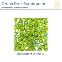 Czech Druk Beads, 4mm, 8 Colors - The Argus Collection