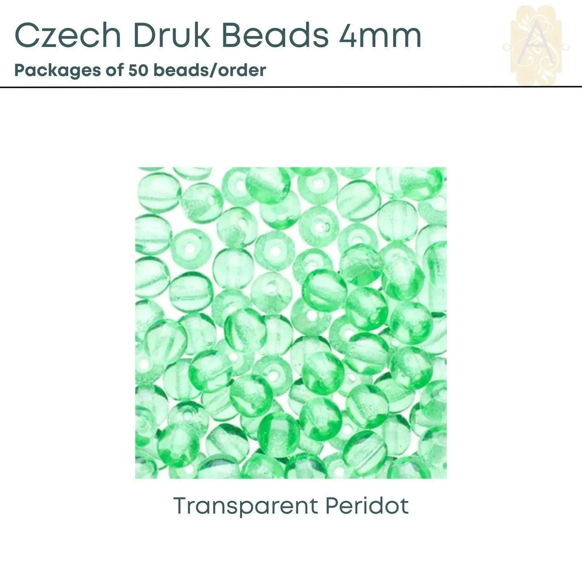 Czech Druk Beads, 4mm, 8 Colors - The Argus Collection