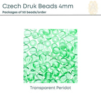 Czech Druk Beads, 4mm, 8 Colors - The Argus Collection