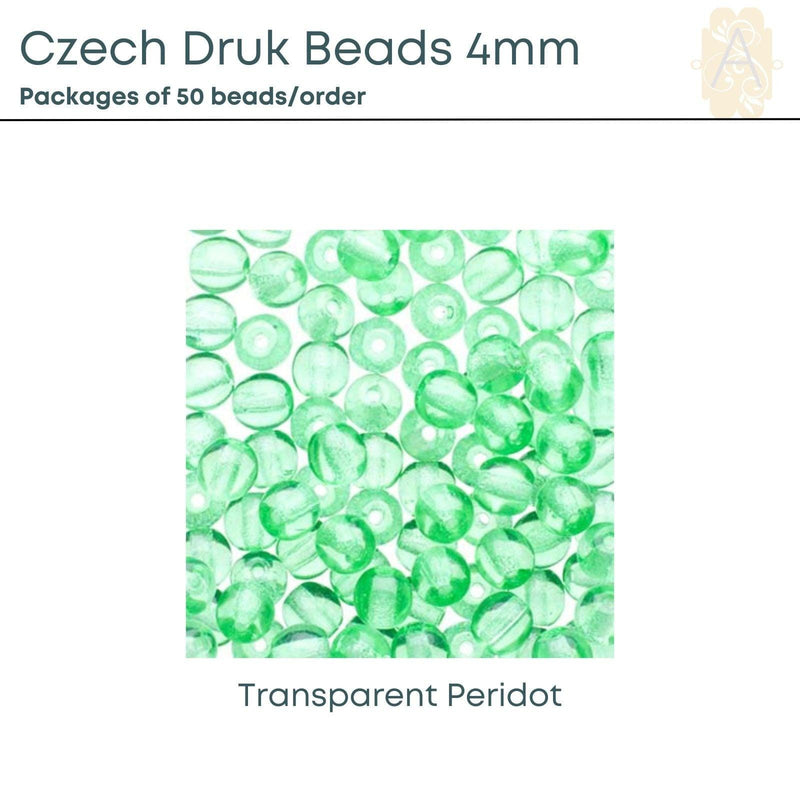 Czech Druk Beads, 4mm, 8 Colors - The Argus Collection