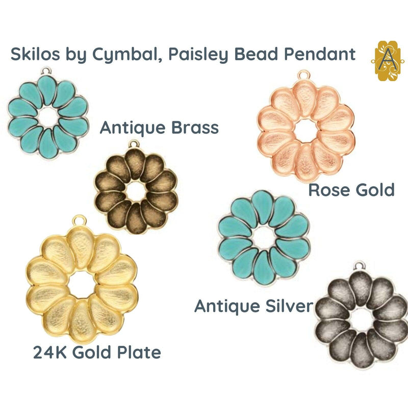 Skilos by Cymbal Paisley Bead Pendant or Earring Settings, 4 Finishes - The Argus Collection