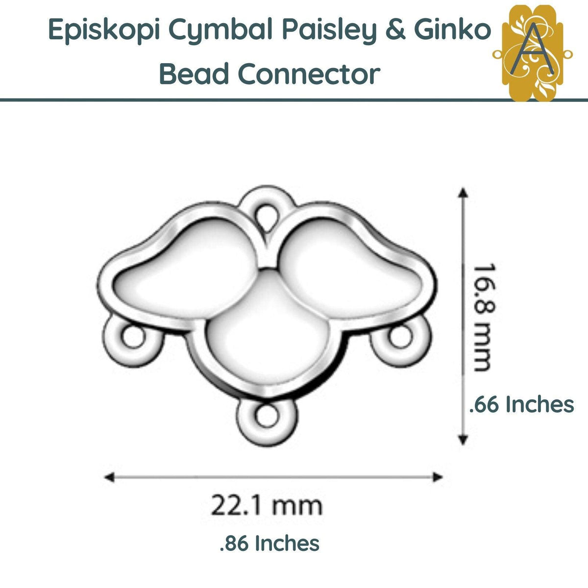 Episkopi by Cymbal Paisley & Ginko Bead Connectors in 4 Finishes - The Argus Collection