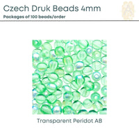 Czech Druk Beads 4mm, Assorted, 8 colors - The Argus Collection